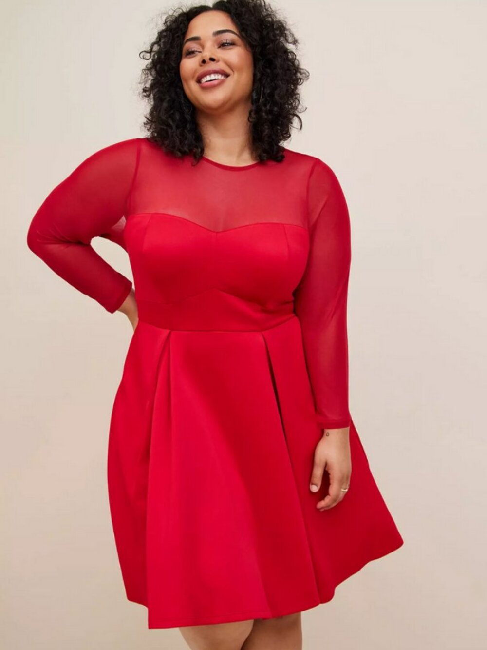 Torrid Mini Scuba Illusion Dress in Jester Red